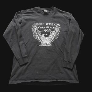 1995 Bike Week Weirs Beach Laconia NH Long Sleeve T-Shirt Murina XL Black
